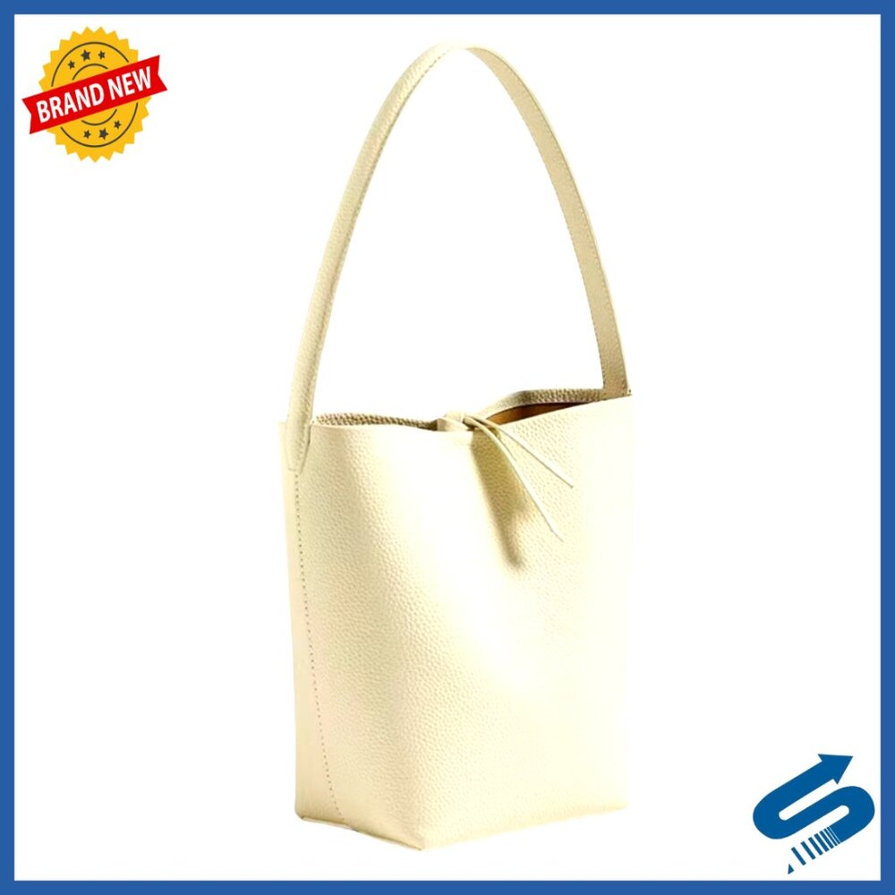 Genuine Leather Bucket Bag Minimalist Tote With Wallet Insert Classic Elegant